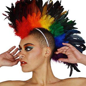 Mardi-Gras Costume Feather Headdress - Rainbow
